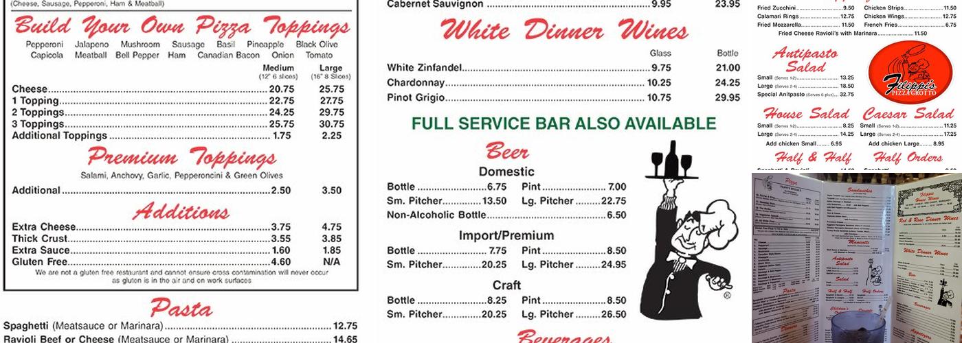 Filippi's Pizza Grotto Santee Menu