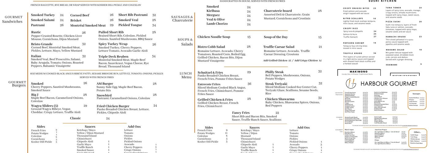 The Harbour Grill Menu