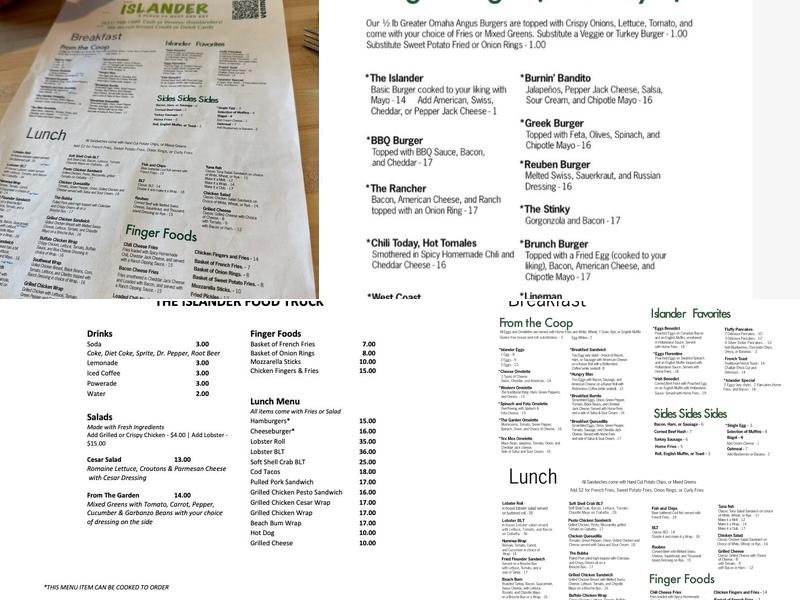 The Islander Menu