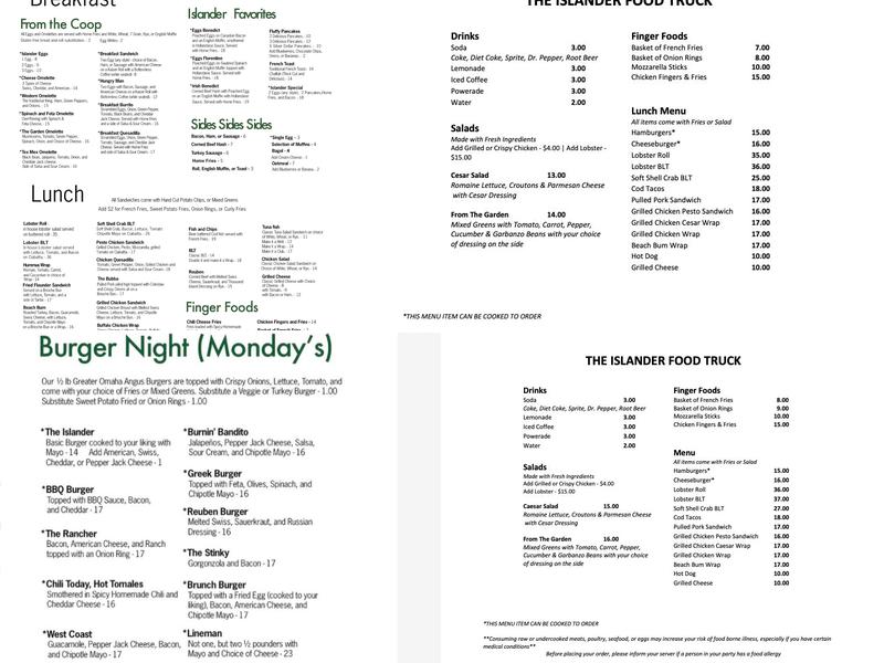 The Islander Menu
