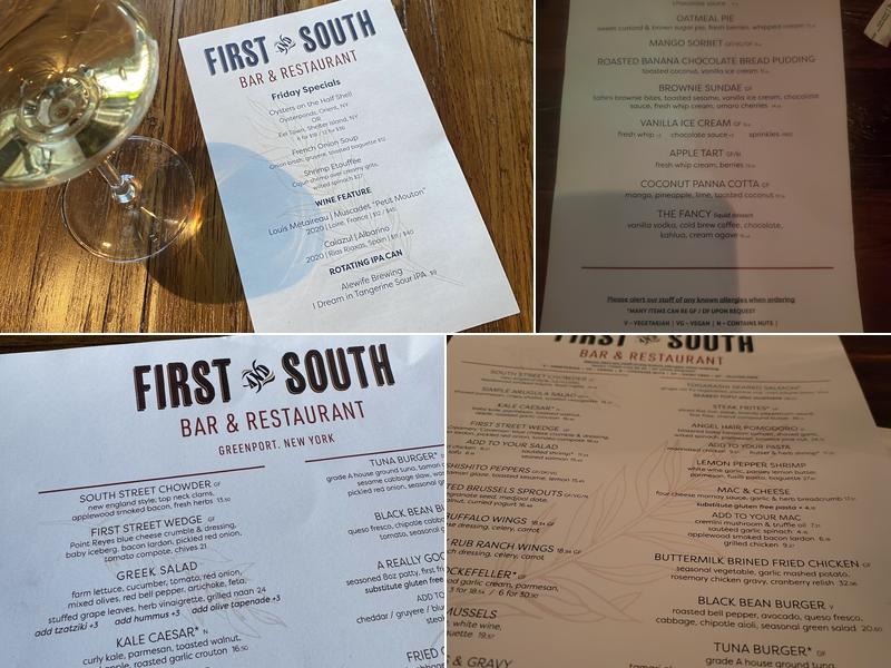 First and South Restaurant & Bar Menu