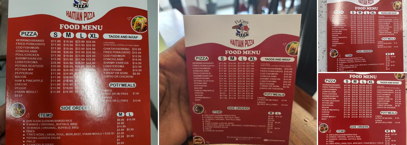 POTIWA PIZZA Menu