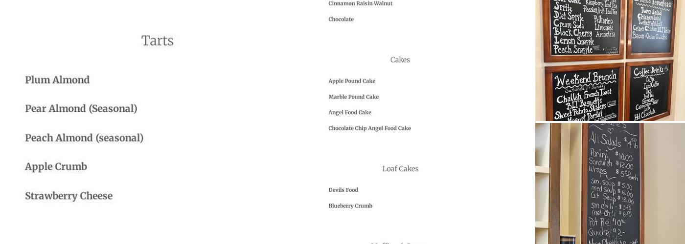 Diane's Bakery/Cafe Menu