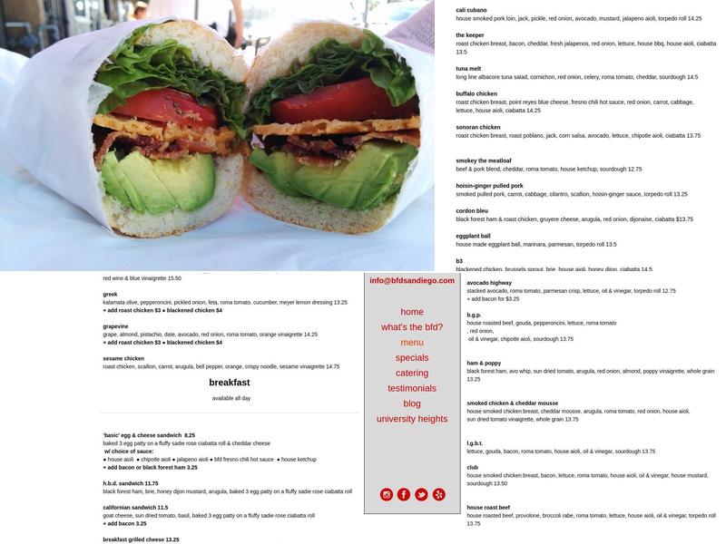 Big Front Door Menu
