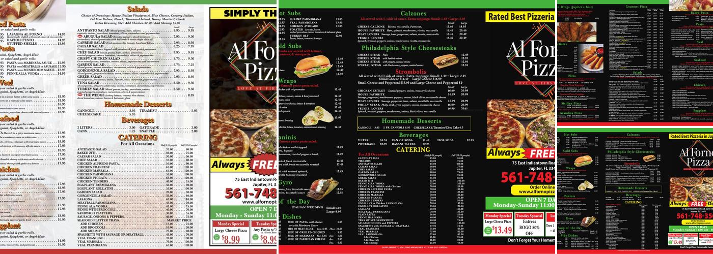 Al Forno Jupiter Menu