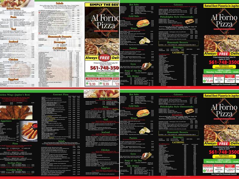 Al Forno Jupiter Menu