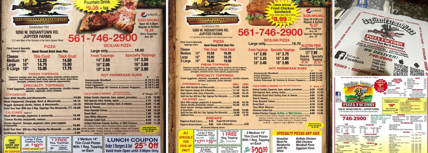 Jupiter Farms Pizza & Subs Menu