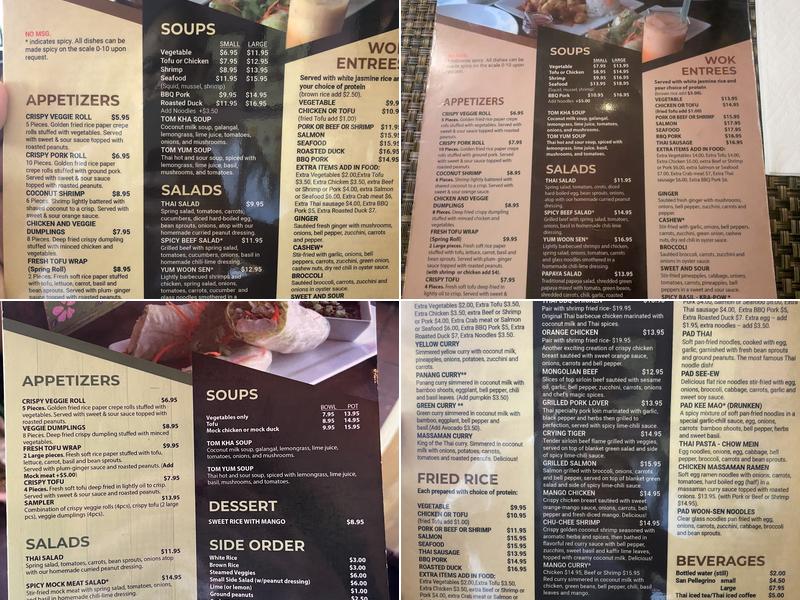 Busy B Thai Cafe Menu