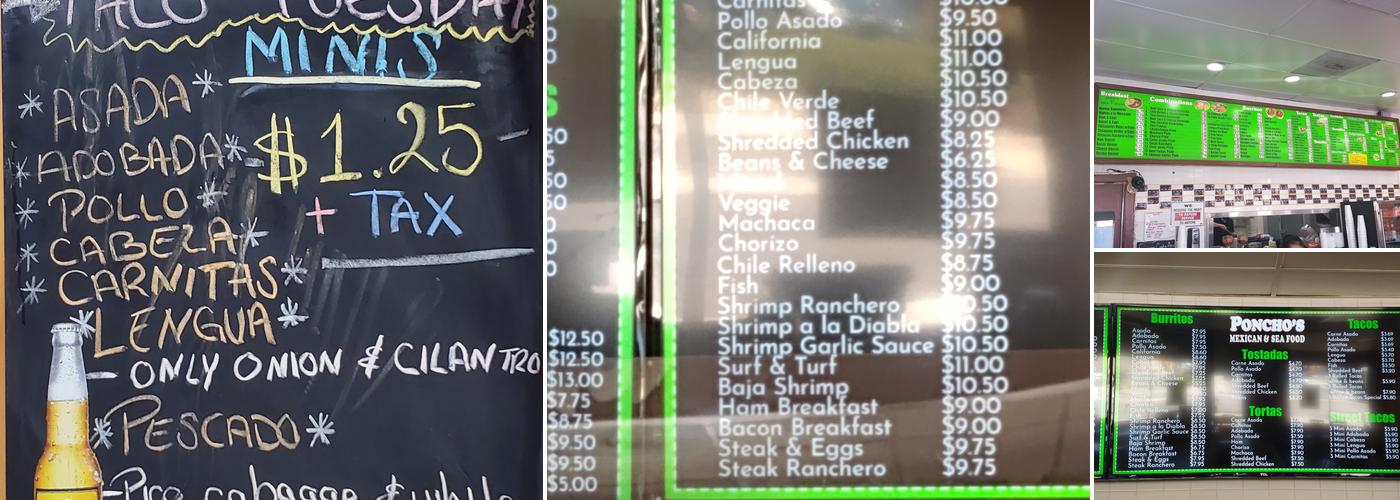 Ponchos Authentic Menu