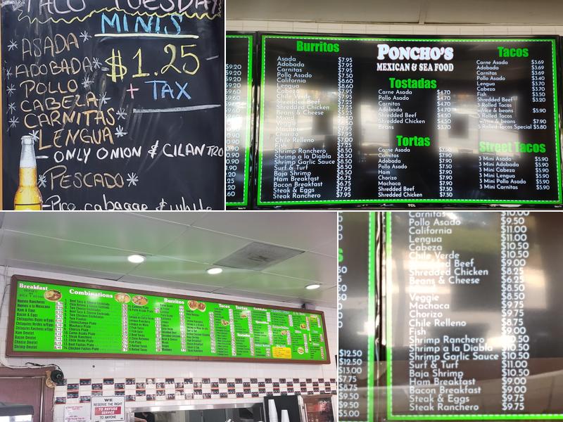 Ponchos Authentic Menu