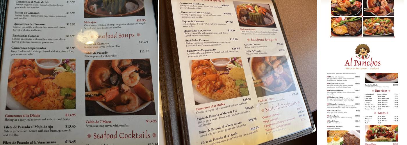 Al Pancho's Mexican Restaurant Menu