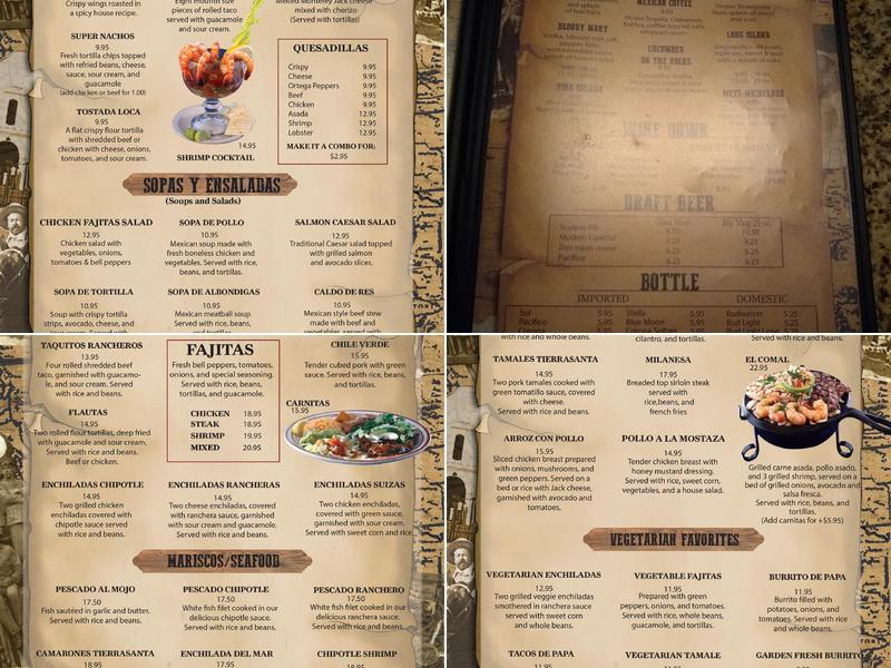 Tierra Santa Mexican Restaurant Menu