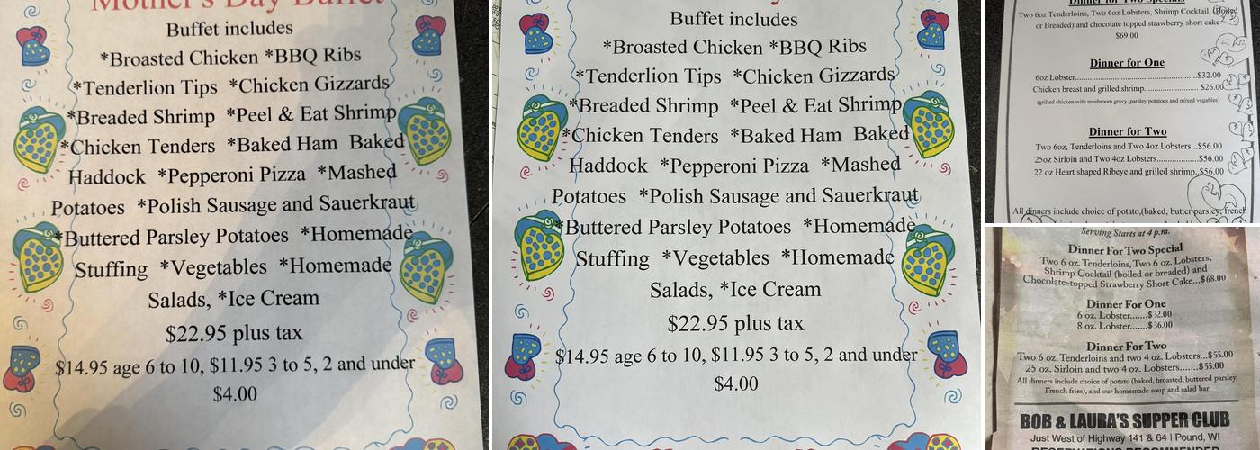 Bob & Laura's Supper Club Menu