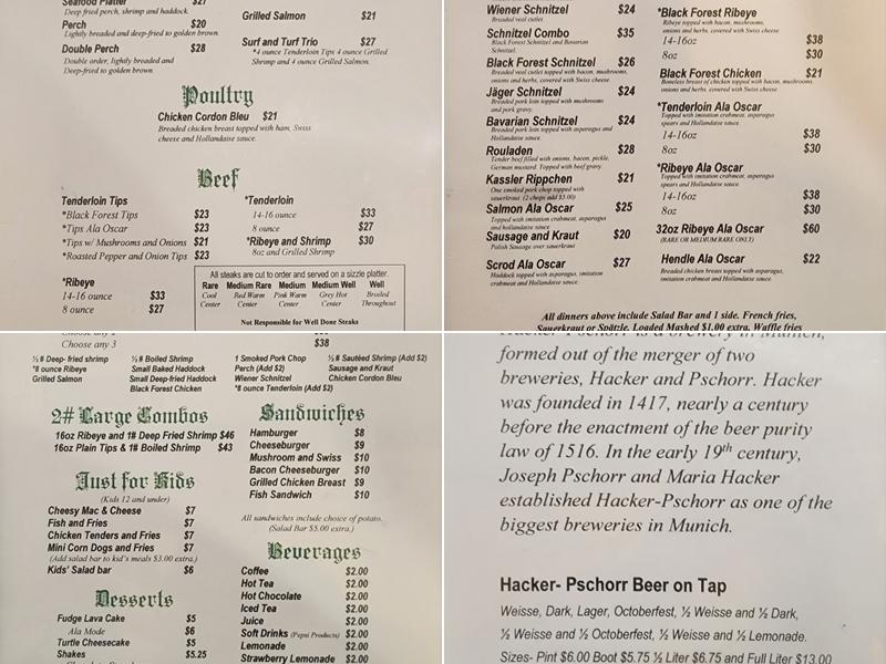 Bavarian Inn Menu