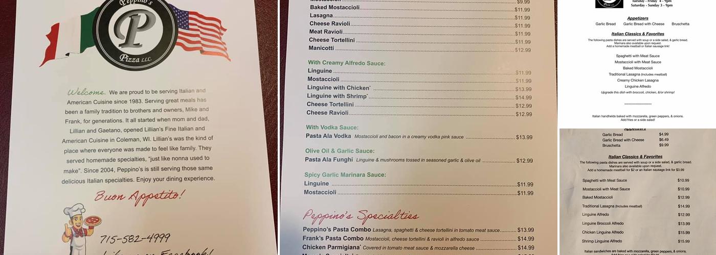 Peppino's Pizza, LLC Menu