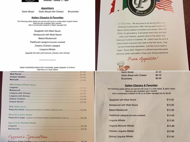 Peppino's Pizza, LLC Menu