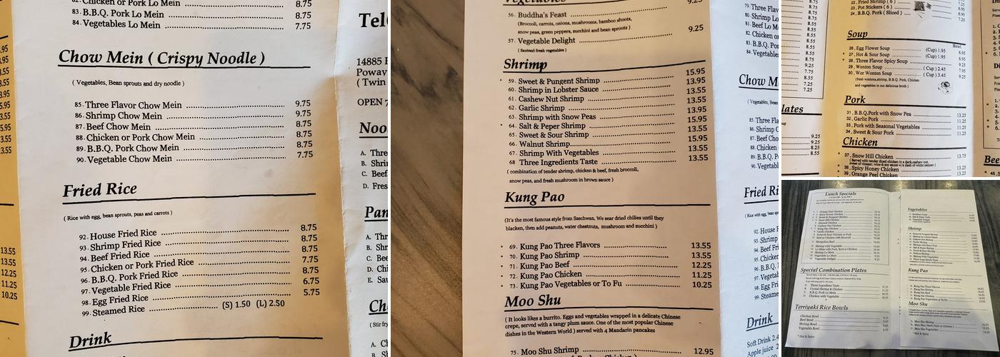 Chopsticks Chinese Cuisine Menu