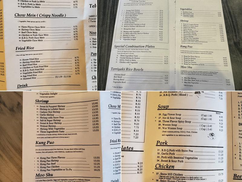 Chopsticks Chinese Cuisine Menu