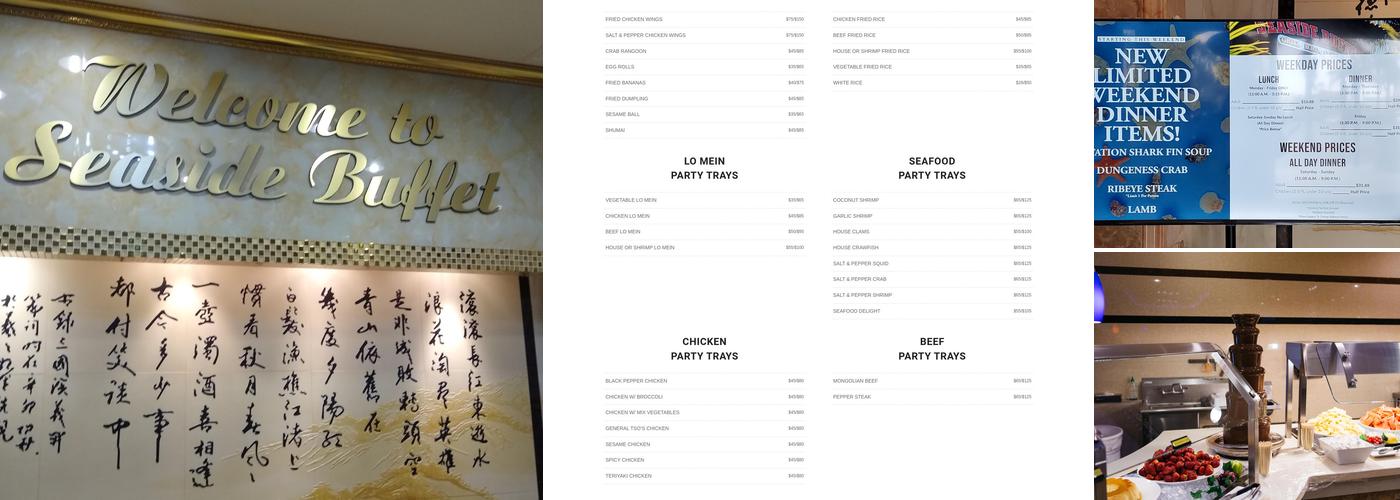 Seaside Buffet Menu