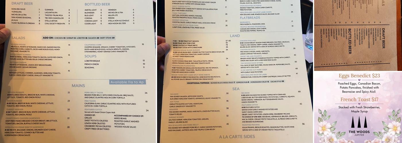The Woods Jupiter Menu