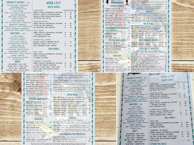 U-Tiki Beach Menu