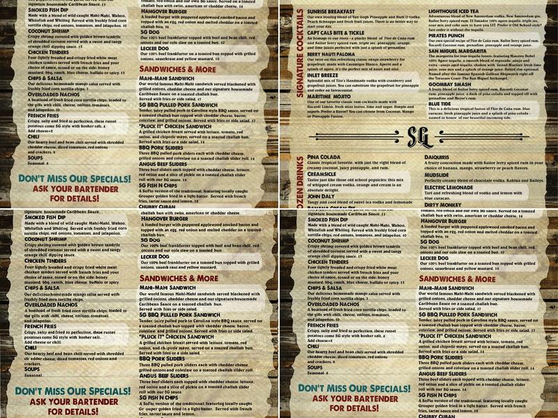 Square Grouper Tiki Bar Jupiter Inlet Menu
