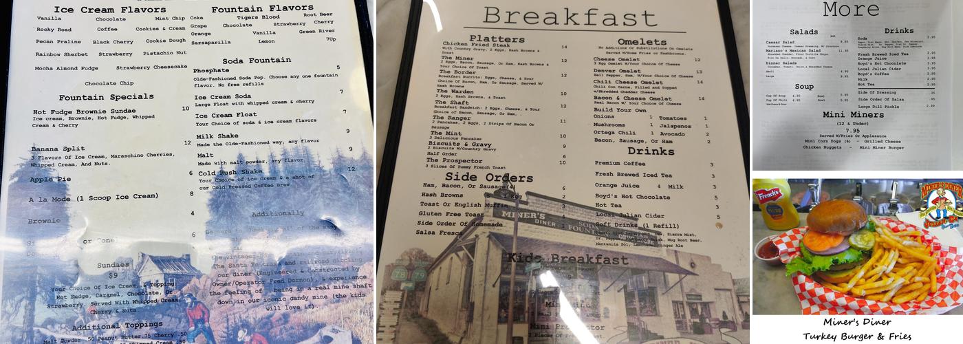 Miner's Diner Menu