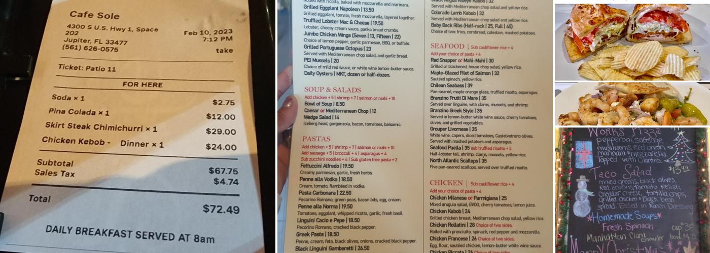 Cafe Sole Menu