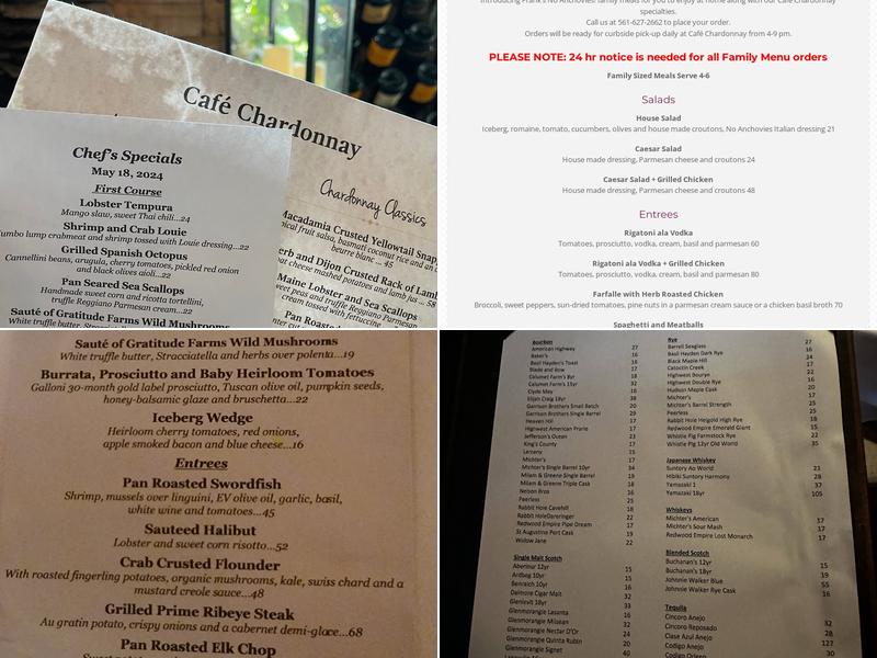 Café Chardonnay Menu