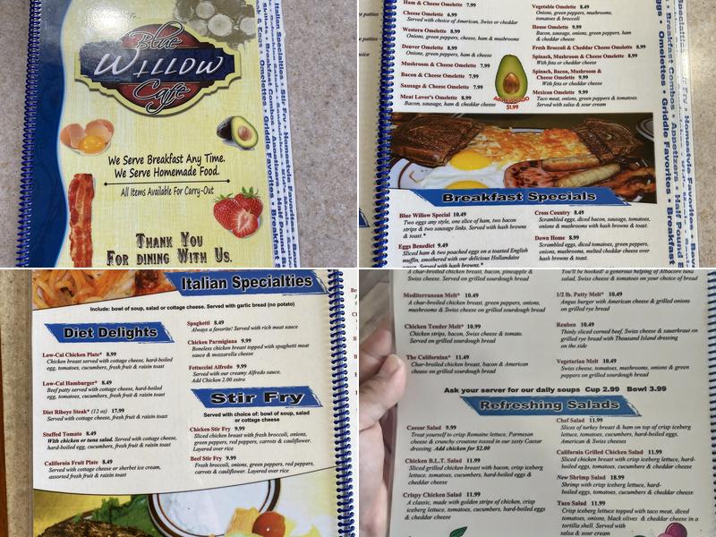 Blue Willow Cafe Menu