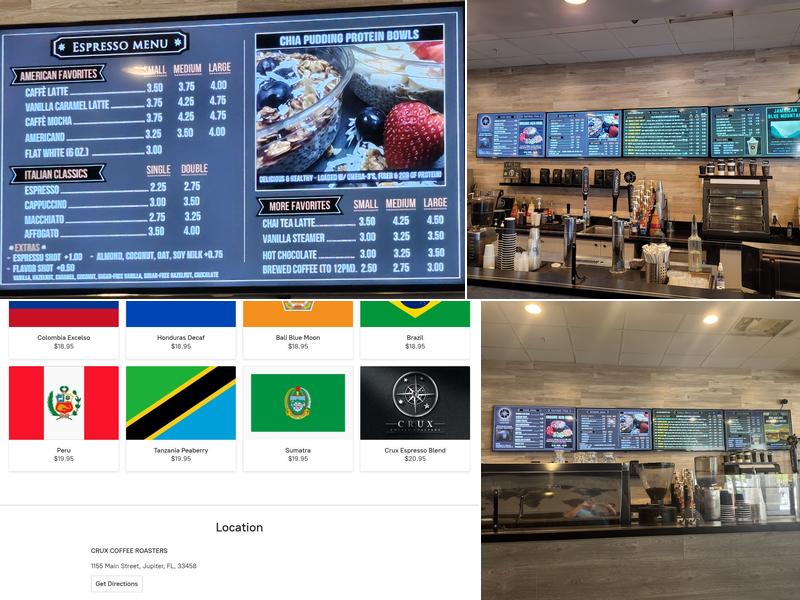 Crux Coffee Roasters Menu