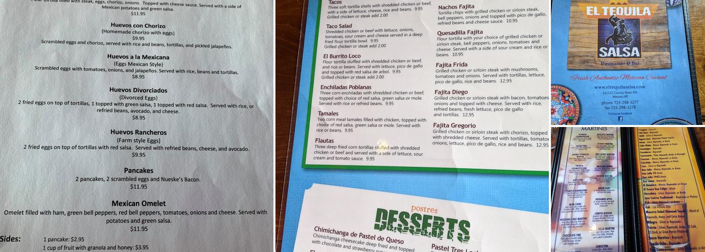 El Tequila Salsa LLC Menu