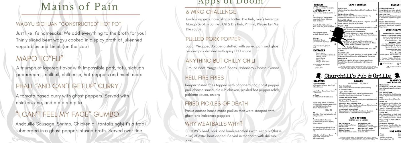 Churchill's Pub & Grille Menu