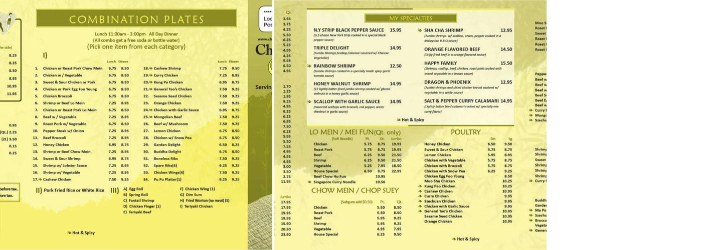 China Town Chef Menu