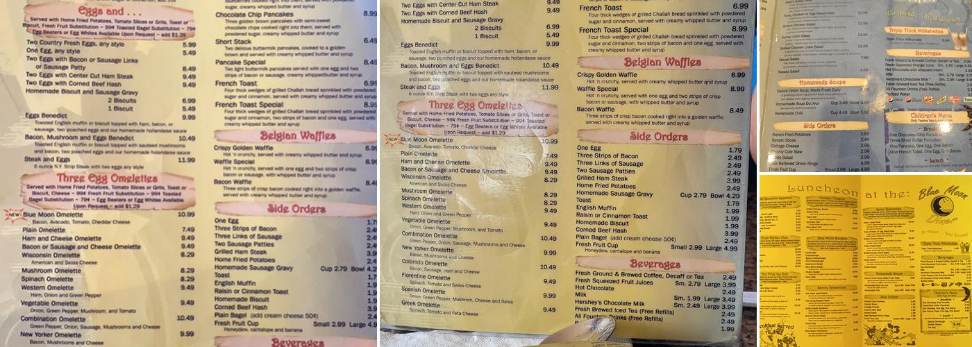 Blue Moon Diner Menu