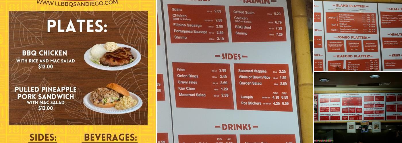 L&L Hawaiian Barbecue Menu