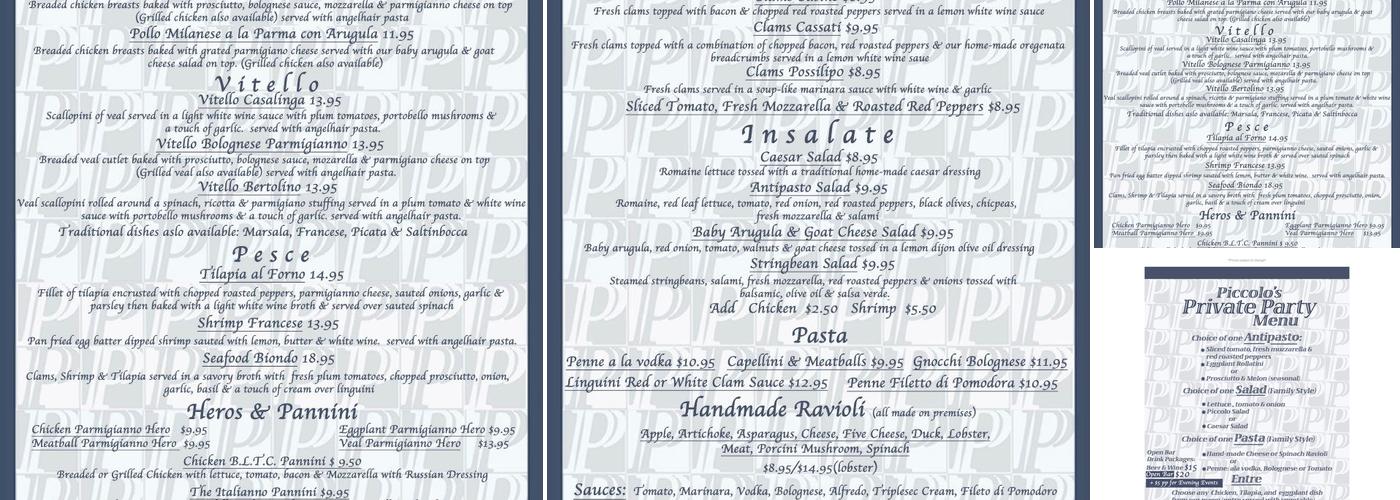 Piccolo's Menu
