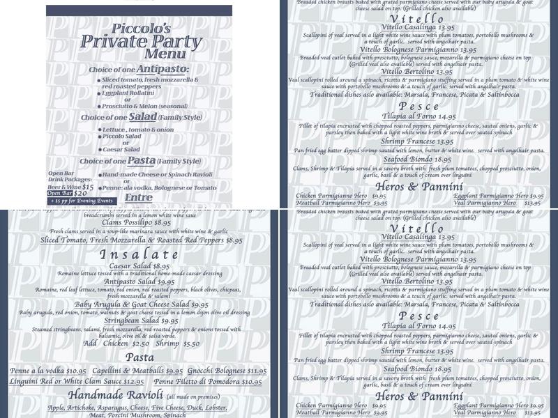 Piccolo's Menu