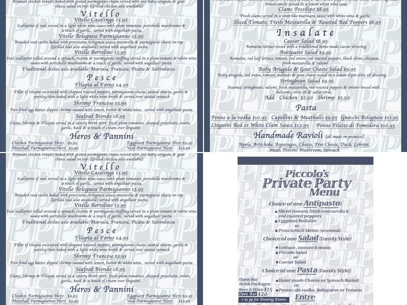 Piccolo's Menu