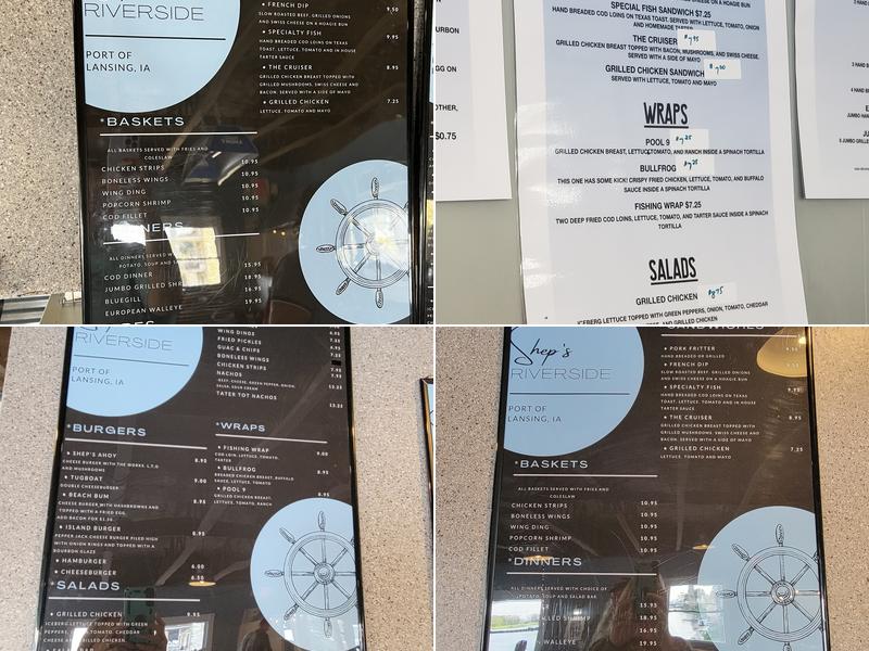 Shep's Riverside Bar and Grill Menu
