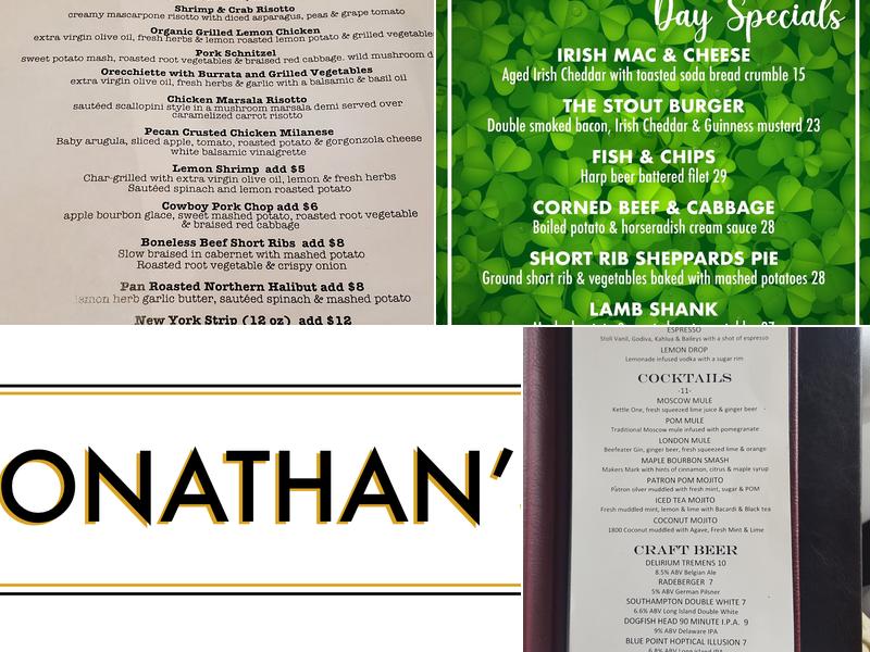 Jonathan's Restaurant Menu