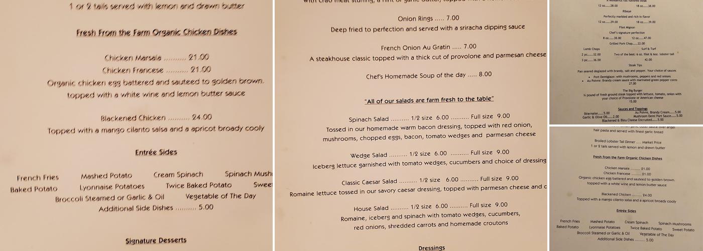 1120 Prime Steakhouse Menu