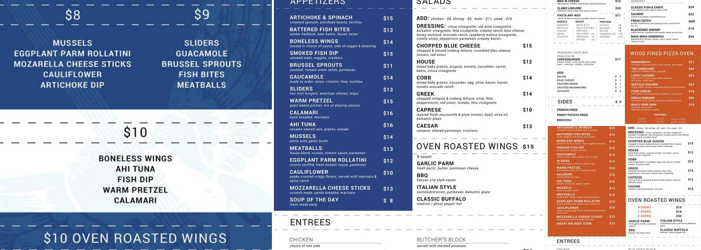 Double Roads Tavern Menu