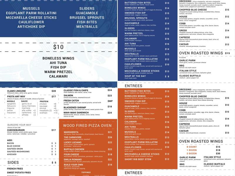 Double Roads Tavern Menu