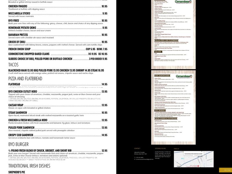 Cornerstone Bar Menu