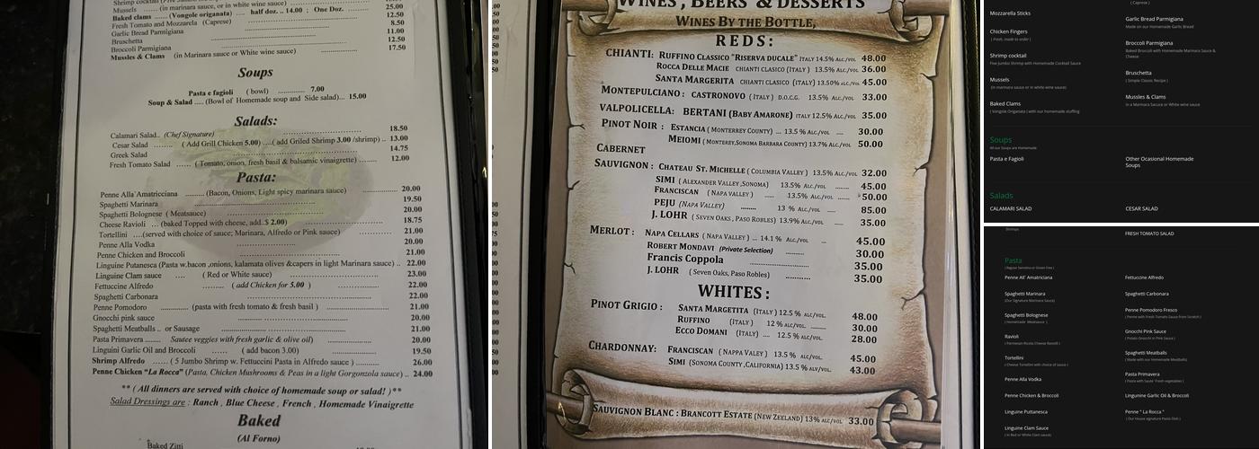 La Rocca ITALIAN RESTAURANT and BAR Menu