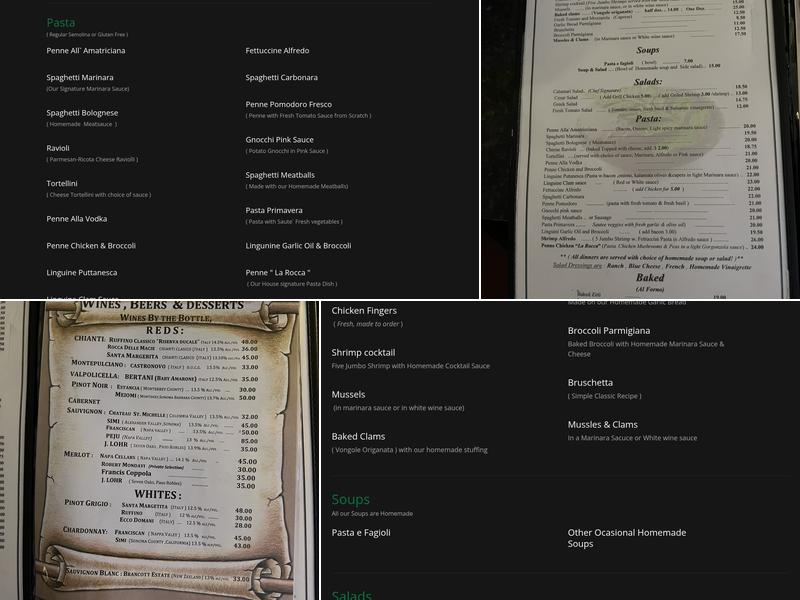 La Rocca ITALIAN RESTAURANT and BAR Menu