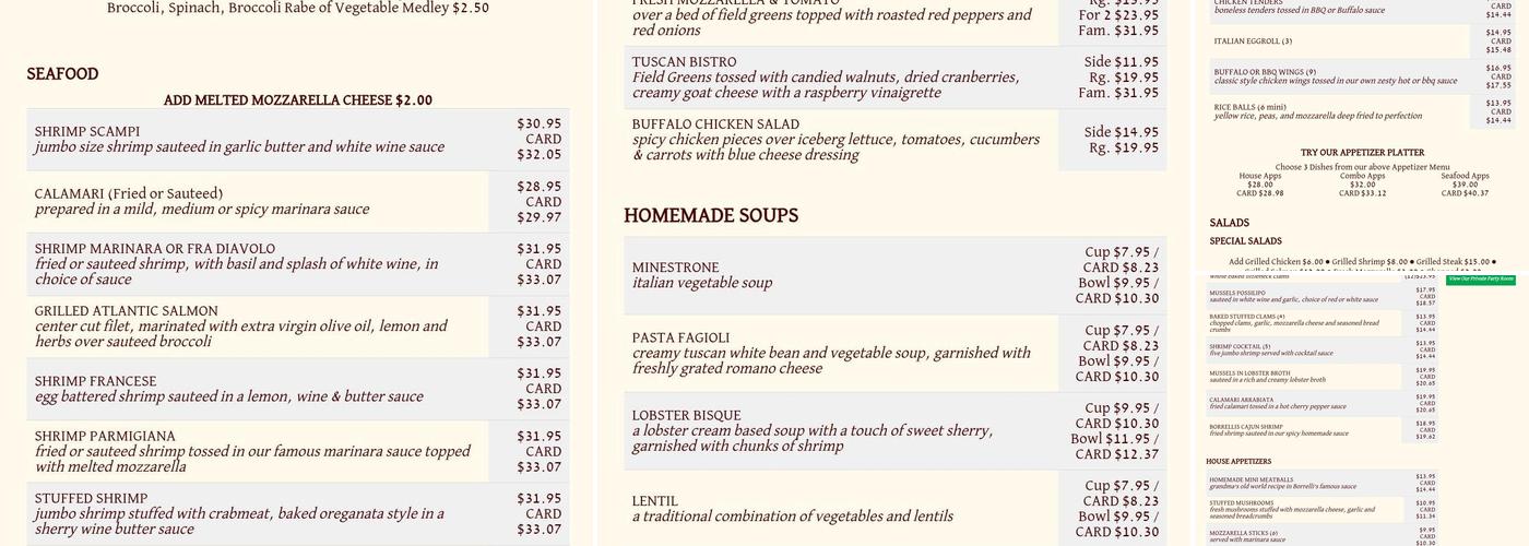 Borrelli's Menu