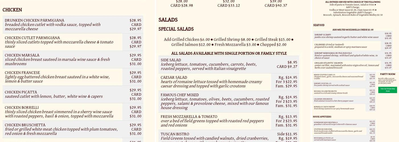 Borrelli's Menu