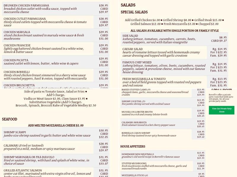 Borrelli's Menu